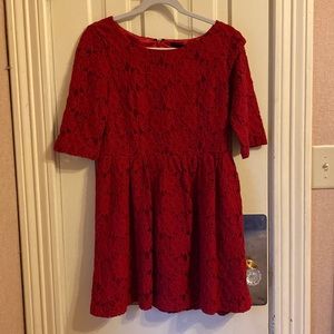 Kensie red lace dress - size medium